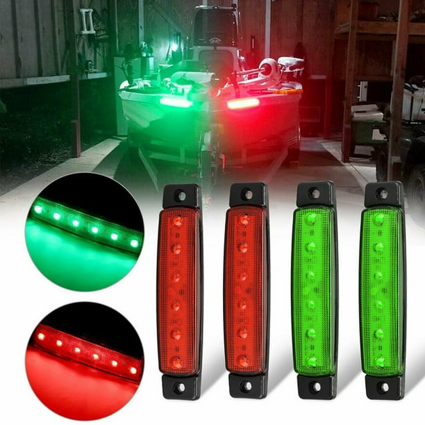4\u201d Red and Green LED Navigation Lights Pair Waterproof Boat Bow NAV Front Running Port Starboard